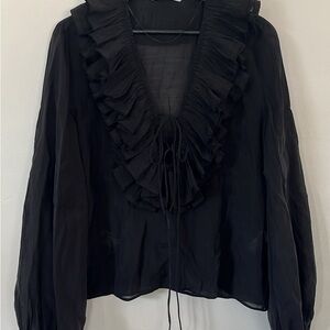 Zara Black Ruffled Women's Top